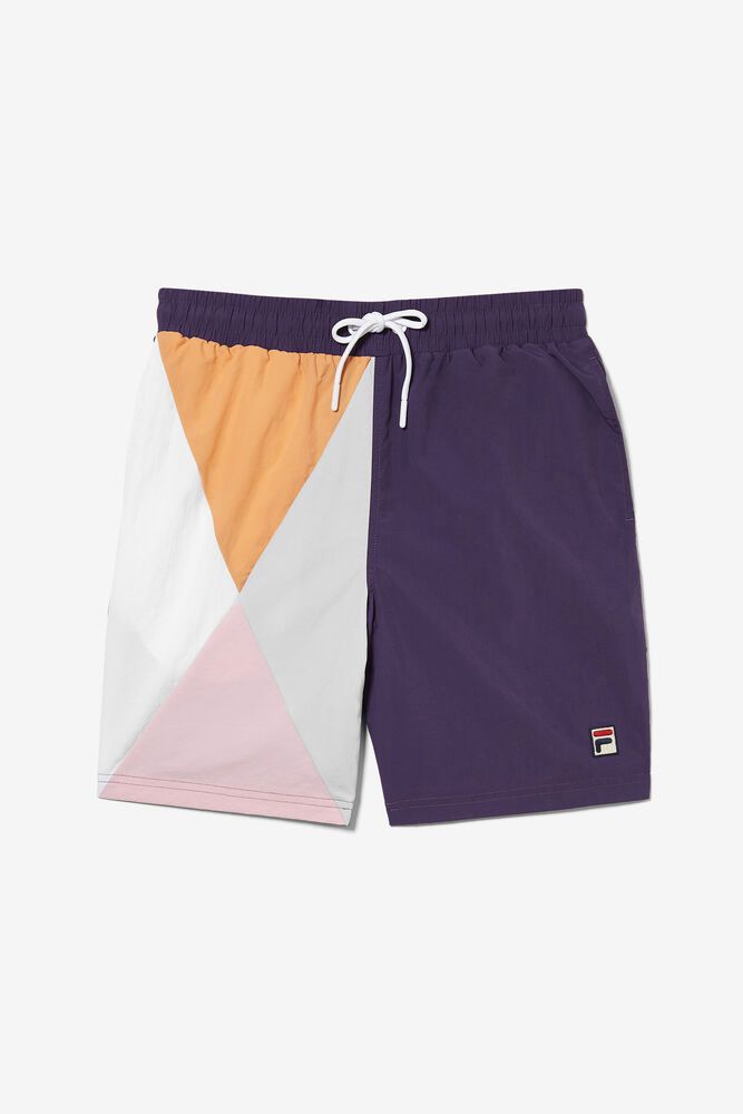 Fila Frazer Printed Swim Shorts Purple - Mens - 93782CIED